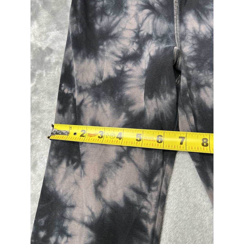 PINK Pants Women Small High Rise Flare Leggings Tie Dye Black Stretch Waist - Picture 4 of 7